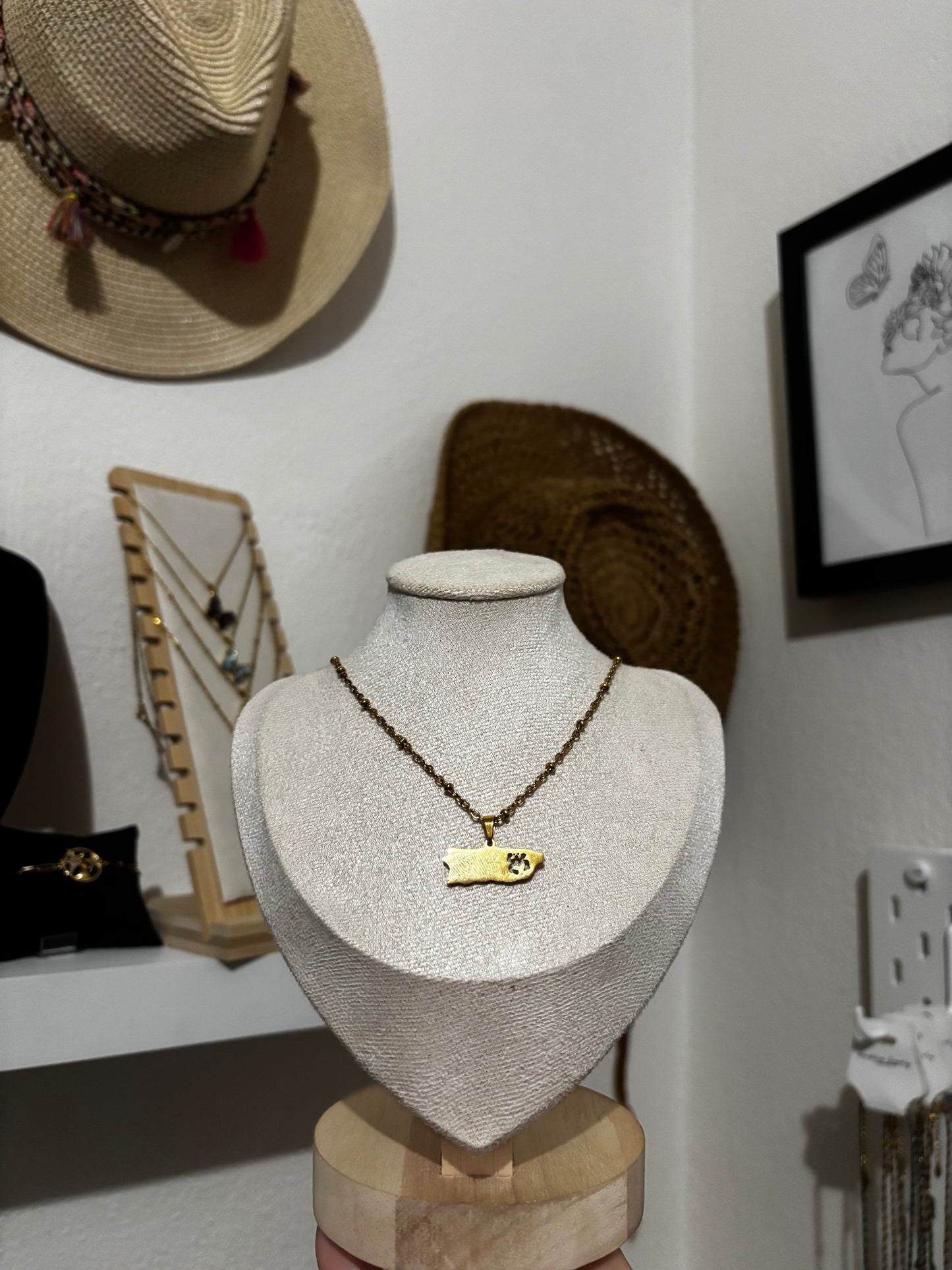 Map coqui taíno Necklace